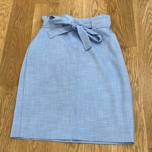 Banana Republic Women’s High Waisted Paper Bag Tie Waist Skirt in Blue Plaid